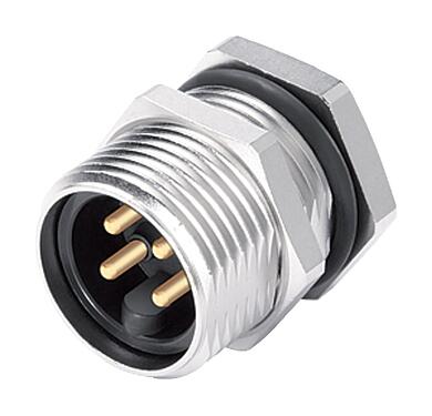 Illustratie 7/8" Male panel mount connector, aantal polen: 4, onafgeschermd, THT, IP68, UL 2238, VDE, Achterwandmontage, gegoten