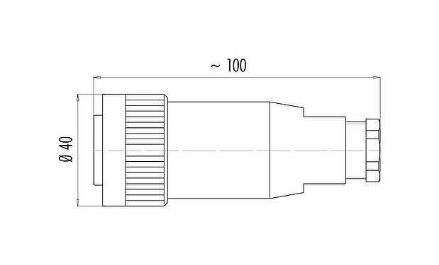 Scale drawing RD30 Female cable connector, Contacts: 24, 12.0-14.0 mm, unshielded, solder, IP65