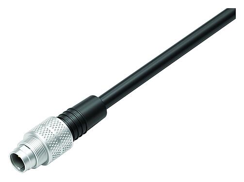 Illustratie M9 Kabelstekker, aantal polen: 3, onafgeschermd, aan de kabel aangegoten, IP67, PUR, zwart, 3 x 0,25 mm², 5 m