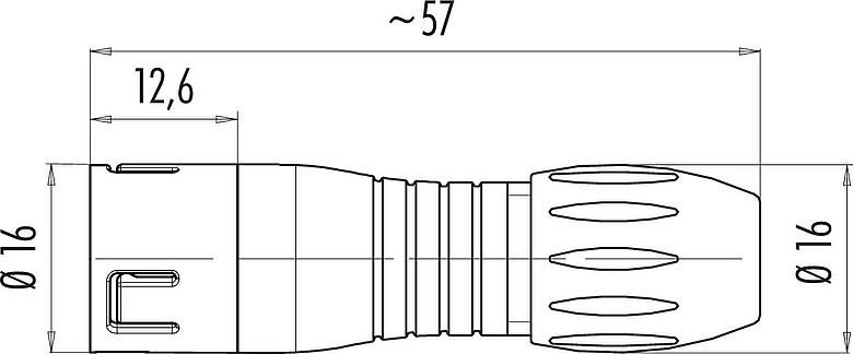 Maßzeichnung Snap-In Kabelstecker, Polzahl: 3, 4,0-6,0 mm, ungeschirmt, löten, IP67