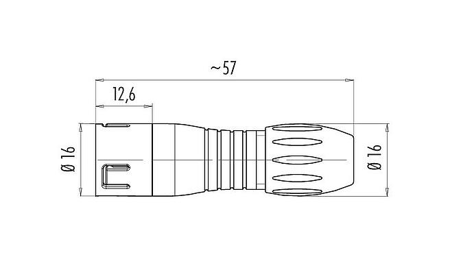 Maßzeichnung Snap-In Kabelstecker, Polzahl: 3, 4,0-6,0 mm, ungeschirmt, löten, IP67