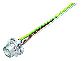 M16 Male panel mount connector, Contacts: 7 (07-a), unshielded, single wires, IP40, M18x0,75, Front mounting