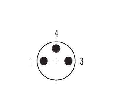 Polbild (Steckseite) 99 3379 100 03 - M8 Kabelstecker, Polzahl: 3, 3,5-5,0 mm, ungeschirmt, schraubklemm, IP67, UL