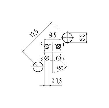 導體佈局 M12 針頭法蘭座, : 4, 可接遮罩, THT, IP68, UL 2238, PG 9, 後壁安裝, 模压