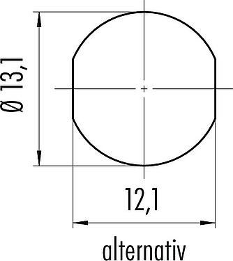 Montageanleitung / Montageausschnitt Bajonett Flanschdose, Polzahl: 5, ungeschirmt, THT, IP54 ungesteckt, M13x1,0, Frontmontage