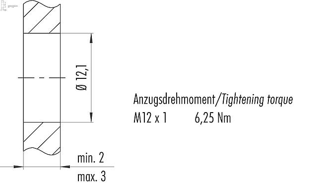 安装说明 M12 针头法兰座, 极数: 8, 非屏蔽, 焊接, IP67, M12x0.5, 板前安装