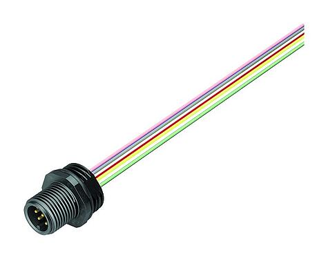 Ilustrace M12 Přírubová zátka, : 8, nestíněný, Splétané vodiče, IP67, UL 2238, M16x1,5, Přední montáž