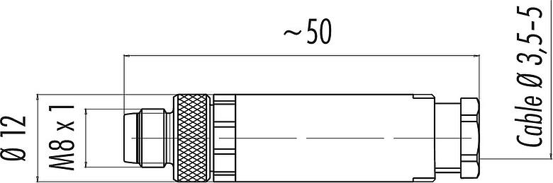 Schaaltekening M8 Kabelstekker, aantal polen: 4, 3,5-5,0 mm, onafgeschermd, schroefklem, IP67, UL 2238