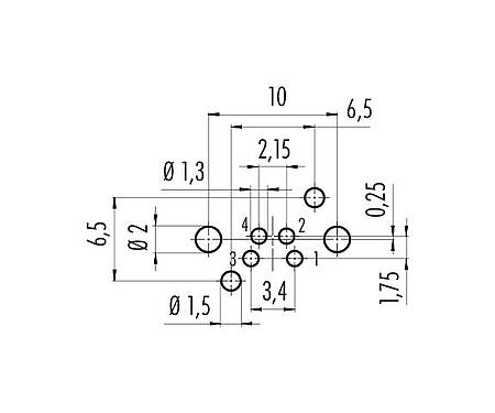 Disposizione dei conduttori 99 3390 282 04 - M8 Connettore femmina a flangia, angolato, Numero poli: 4, non schermato, THR, IP67, UL