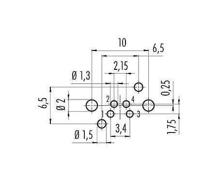 Geleiderconfiguratie M8 Haakse male panel mount connector, aantal polen: 4, onafgeschermd, THR, IP67, UL 2238, Achterwandmontage