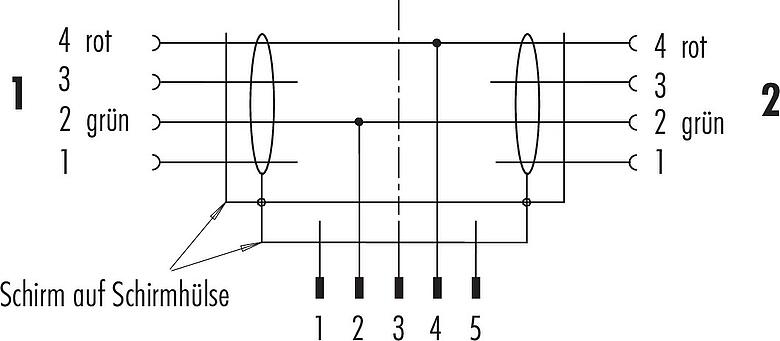 Belegungspläne M12 Kabelsplitter Kabelstecker - 2 Kabeldosen, Polzahl: 2, geschirmt, am Kabel angespritzt, IP67, Profibus, PUR, violett, 2 x 0,25 mm², 2 m