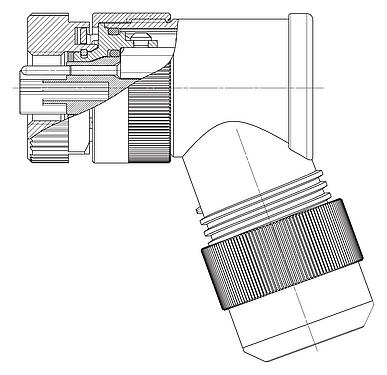 Dessin coté M12 Connecteur femelle coudé, Contacts: 4+FE, 8,0-13,0 mm, non blindé, pince à visser, IP67, M12x1,0, pour l'alimentation électrique, UL 2237 en préparation, avec connexion PE