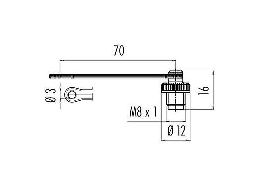 Maßzeichnung Schutzkappe, IP67, mit Halteband