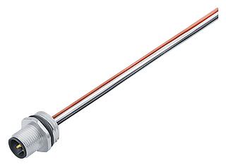 M12 Flänsplugg, antal poler: 4, oskärmad, flätad kabel, IP68, UL 2238, M16x1,5, Frammontering