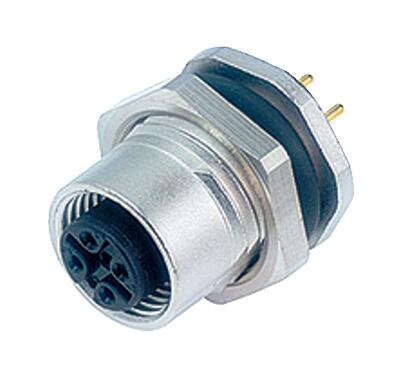 Illustration 86 0532 1000 00004 - M12 Female panel mount connector, Contacts: 4, unshielded, THT, IP68, UL, PG 9, front fastened