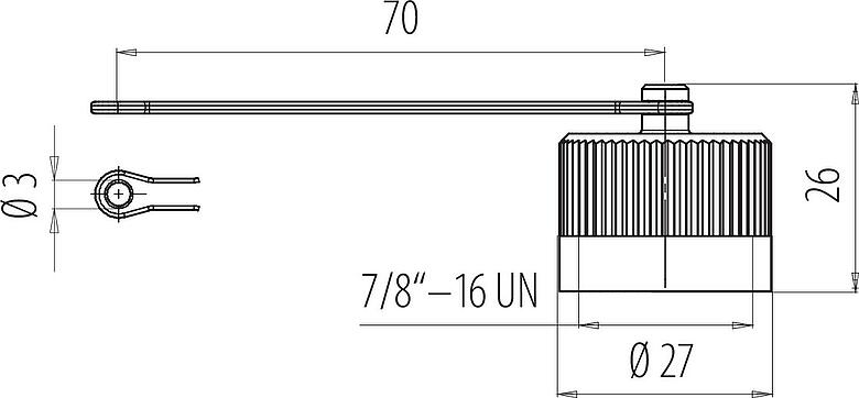 Dessin coté 7/8" Capuchon de protection, IP67, avec sangle de retenue
