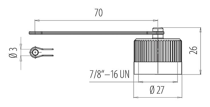 Dessin coté 7/8" Capuchon de protection, IP67, avec sangle de retenue