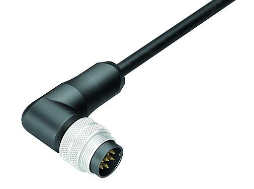 일러스트 M16 각진 플러그, 콘택트 렌즈: 7 (07-a), 차폐되지 않음, 케이블에 몰딩, IP67, PUR, 검정, 7x0.25mm², 2m