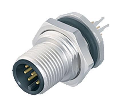 Illustration 86 0533 1120 00005 - M12 Male panel mount connector, Contacts: 5, shieldable, THT, IP68, UL, PG 9, front fastened