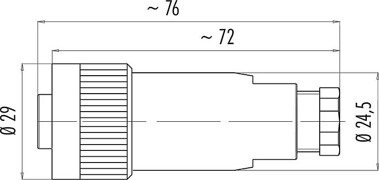 Schaaltekening RD24 Kabeldoos, aantal polen: 6+PE, 6,0-8,0 mm, onafgeschermd, schroefklem, IP67, UL, ESTI+, VDE, PG 9