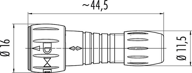 Bản vẽ tỷ lệ Lưỡi lê Phích cắm cáp, Số lượng cực : 5, 3,0-5,0mm, hàn, IP67