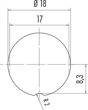 Instructions de montage / Découpe du panneau M16 Embase mâle, Contacts: 4 (04-a), non blindé, fils, IP67, UL 2238, M18x0,75, Montage frontal