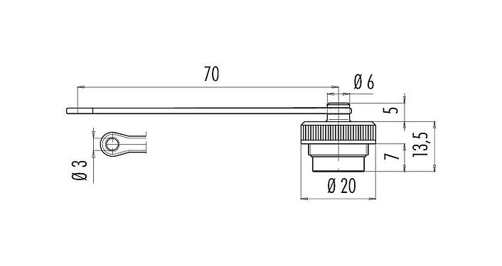 Масштабный чертеж 08 1080 000 000 - M16 IP67 - защитный колпачок для фланцевой муфты; серия 423/425/723