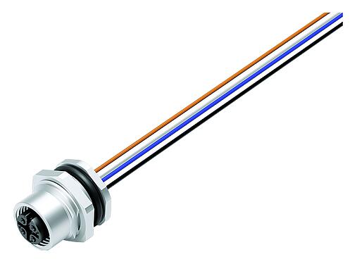 插圖 M12 孔頭法蘭座, : 5, 非遮罩, 帶導線, IP68, UL 2238, M16x1.5, 後壁安裝, 不鏽鋼