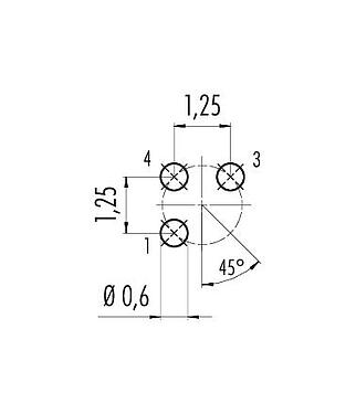 Geleiderconfiguratie 09 3105 81 03 - M5 Male panel mount connector, aantal polen: 3, onafgeschermd, THT, IP67