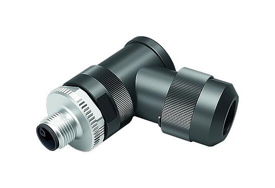 Illustration M12 Connecteur mâle coudé, Contacts: 4, 8,0-13,0 mm, non blindé, pince à visser, IP67, UL 2238, M12x1,0, pour l'alimentation électrique