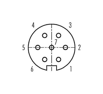 Contact arrangement (Plug-in side) Bayonet Female cable connector, Contacts: 7, 3.0-6.0 mm, unshielded, solder, IP40