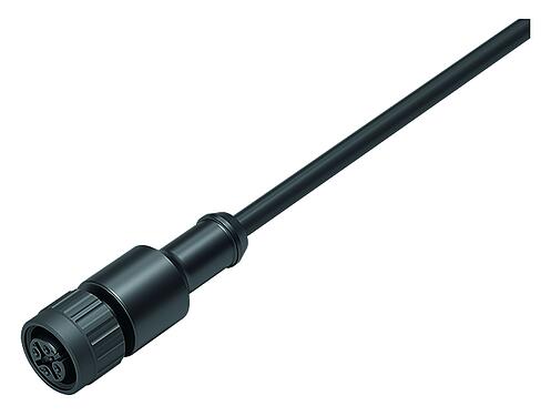 Illustrazione M12 Connettore cavo femmina, Numero poli: 4, non schermato, stampato sul cavo, IP68/IP69K, UL 2238, PUR, nero, 4 x 0,34 mm², 2 m