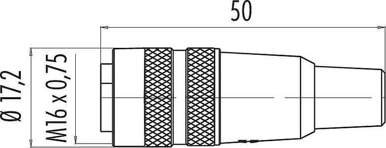 Scale drawing M16 Female cable connector, Contacts: 4 (04-a), 6.0-8.0 mm, unshielded, solder, IP40