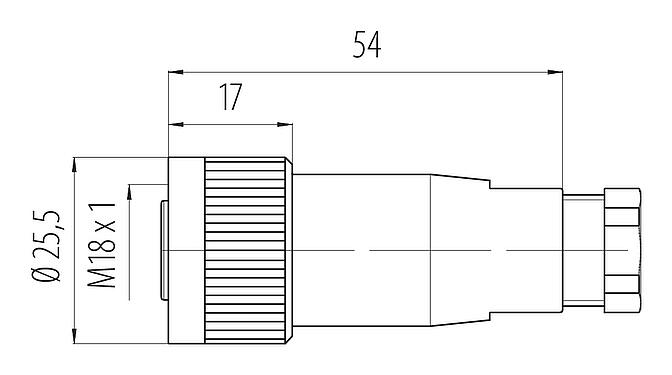 Schaaltekening M18 Kabeldoos, aantal polen: 4, 10,0-12,0 mm, onafgeschermd, schroefklem, IP67, UL
