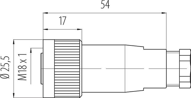 Schaaltekening M18 Kabeldoos, aantal polen: 4, 6,5-8,0 mm, onafgeschermd, schroefklem, IP67