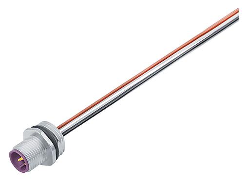 Ábrák M12 panelre szerelhető csatlakozó, : 4, árnyékolatlan, sodrott vezeték, IP68, UL 2238, M16x1,5, elülső rögzítés