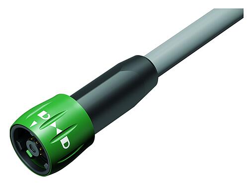 Illustration Bayonet Male cable connector, Contacts: 8, unshielded, solder, IP67, PVC, grey, 8 x 0.25 mm², 2 m