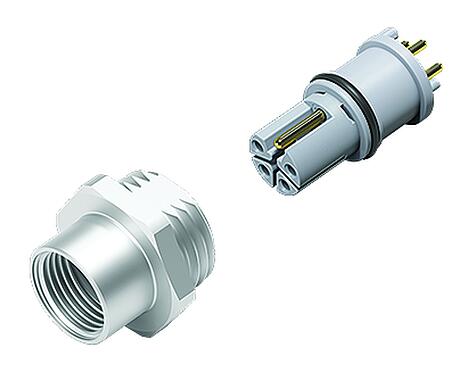Illustratie M12 Female panel mount connector, aantal polen: 4+FE, onafgeschermd, THR, IP67, UL 2238, M16x1,5, Frontaansluiting