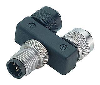 M12 Tủ phân phối đôi, bộ phân phối Y, đầu nối đực - 2 đầu nối cái, Số lượng cực : 4, không có chống nhiễu, có đầu nối, IP68, UL 2238