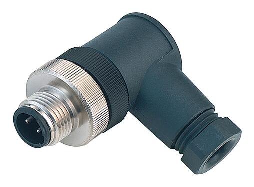 插图 M12 弯角针头电缆连接器, 极数: 2+PE, 4.0-6.0mm, 非屏蔽, 螺钉接线, IP67, UL