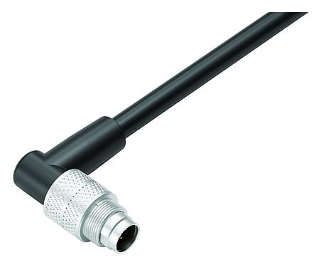 Illustratie M9 Male haakse connector, aantal polen: 5, onafgeschermd, aan de kabel aangegoten, IP67, PUR, zwart, 5 x 0,25 mm², 5 m