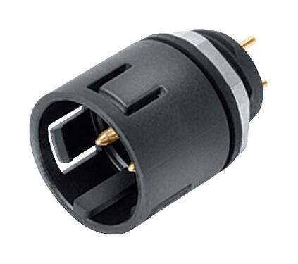 Illustration Snap-In Male panel mount connector, Contacts: 3, unshielded, THT, IP67, VDE, M12x1.0, Front mounting