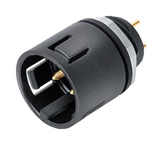 Snap-In Male panel mount connector, Contacts: 3, unshielded, THT, IP67, VDE, M12x1.0, Front mounting