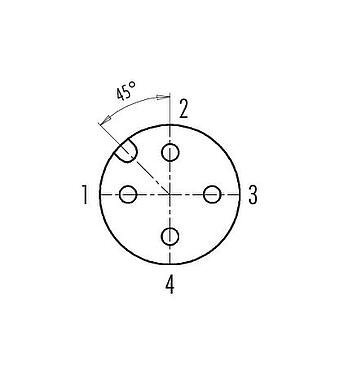 Contact arrangement (Plug-in side) M12 Female angled connector, Contacts: 4, 4.0-6.0 mm, unshielded, crimping (Crimp contacts must be ordered separately), IP67, UL 2238