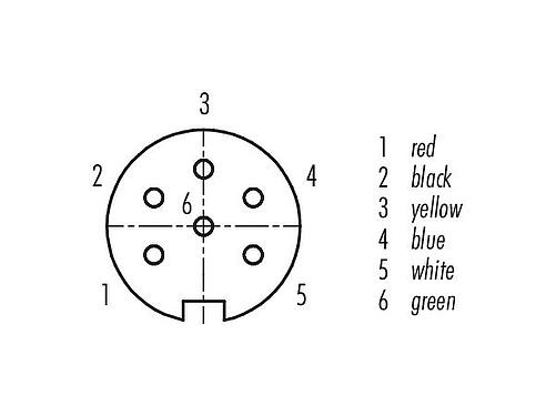 Disposizione dei contatti (lato connessione) M16 Connettore cavo femmina, Numero poli: 6 (06-a), schermato, stampato sul cavo, IP67, PUR, nero, 6 x 0,25 mm², 2 m