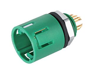 Snap-In Male panel mount connector, Contacts: 8, unshielded, solder, IP67, UL 2238, M8x0,75, Front mounting