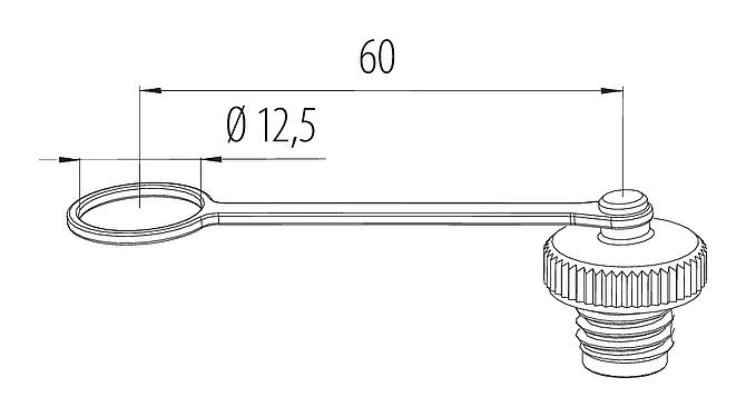 Dessin coté Capuchon de protection, IP67, pour connecteur femelle