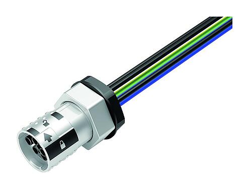 Abbildung Bajonett Flanschdose, Polzahl: 6, schirmbar, Litzen, IP66/IP67, UL 2237, M20x1,5, Frontmontage