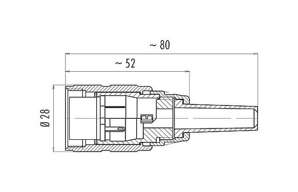 Disegno in scala M25 Connettore cavo femmina, Numero poli: 3, 5,0-8,0 mm, schermabile, saldare, IP40