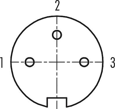 Contact arrangement (Plug-in side) M16 Female panel mount connector, Contacts: 3 (03-a), unshielded, THT, IP40, M18x0,75, Rear mounting